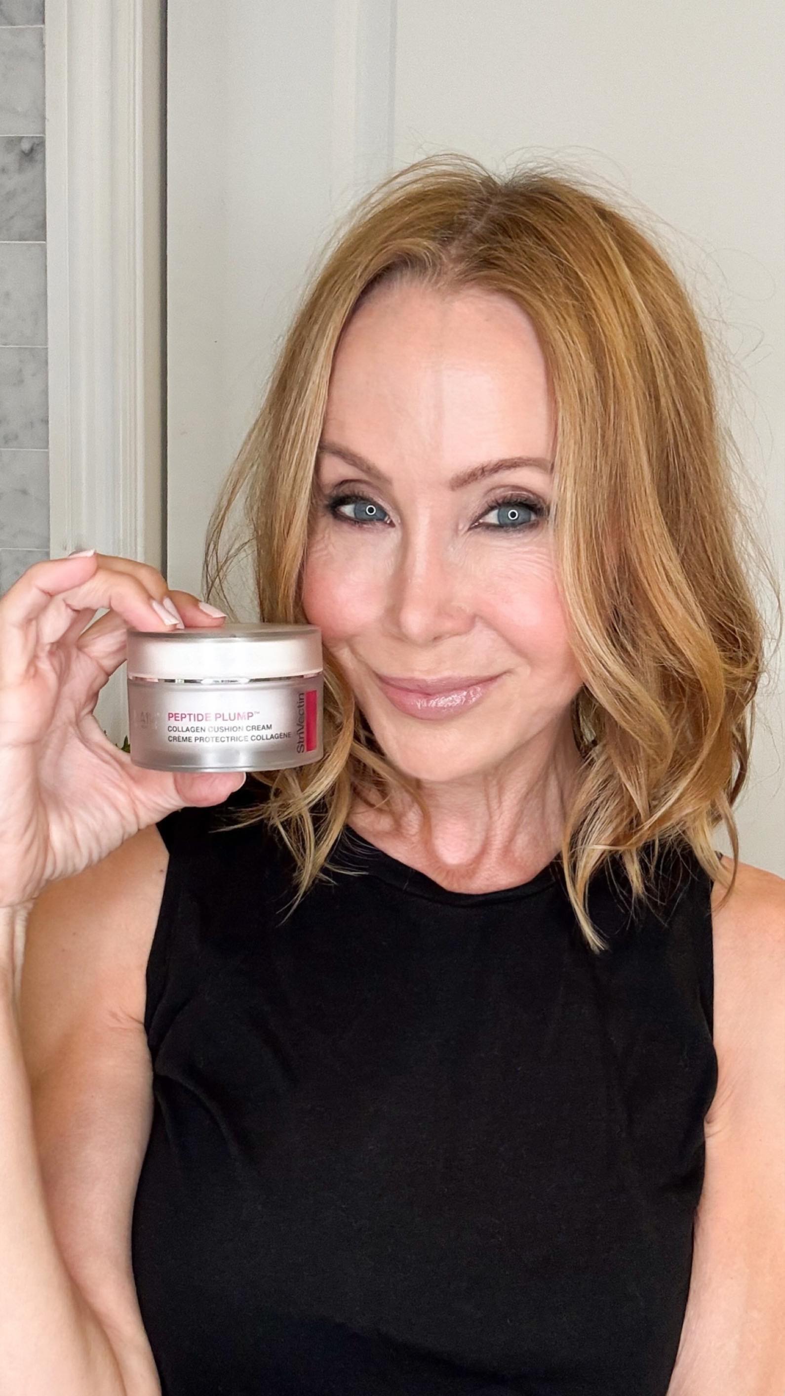 Instagram post by @lisabreckenridge for StriVectin. Caption reads: I bounce for my health… and now my skincare does....