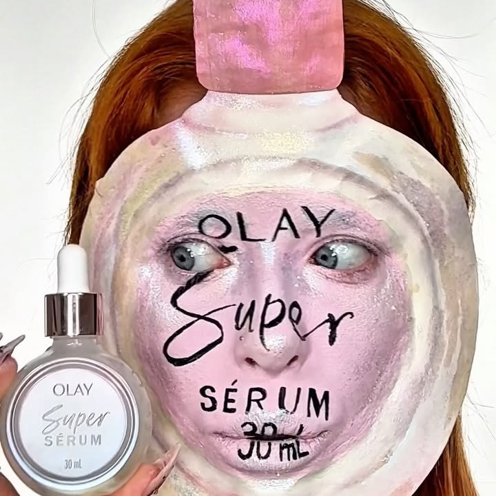 Instagram post by @hollymurraymakeup for OLAY. Caption reads: Celebrating @olayuk Super Serum 1st Birthday! 1....