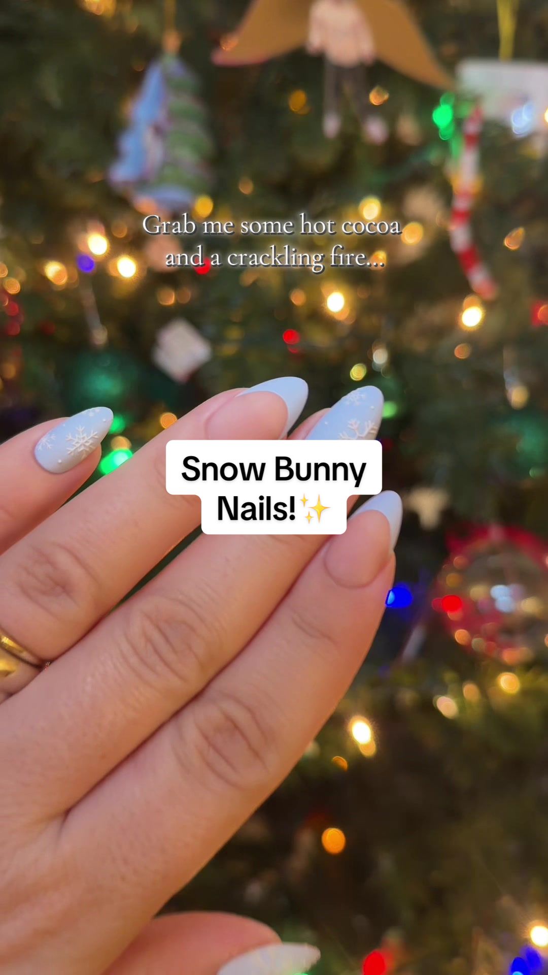 TikTok post by @southerly.co for Glamnetic. Caption reads: [...] snow bunny press on nails #glamnetic....