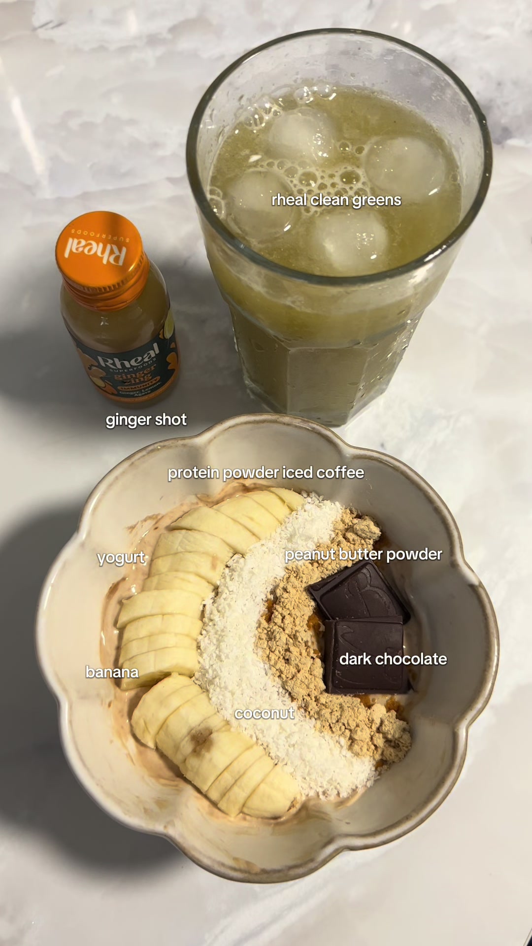 TikTok post by @ishsgirlyworld for Rheal Superfoods. Caption reads: [...] the powder), dark chocolate 3. Add @Rheal....