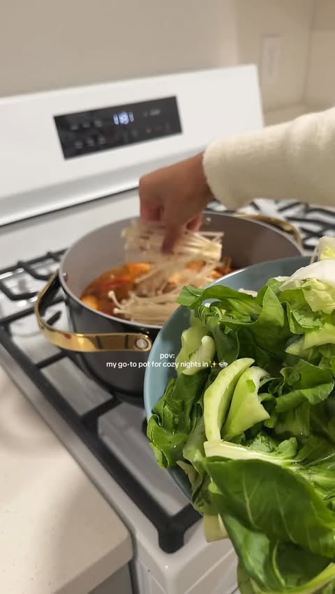 Instagram post by @vickie_mnm for Caraway Home. Caption reads: My new @caraway_home pot from @wayfair is....