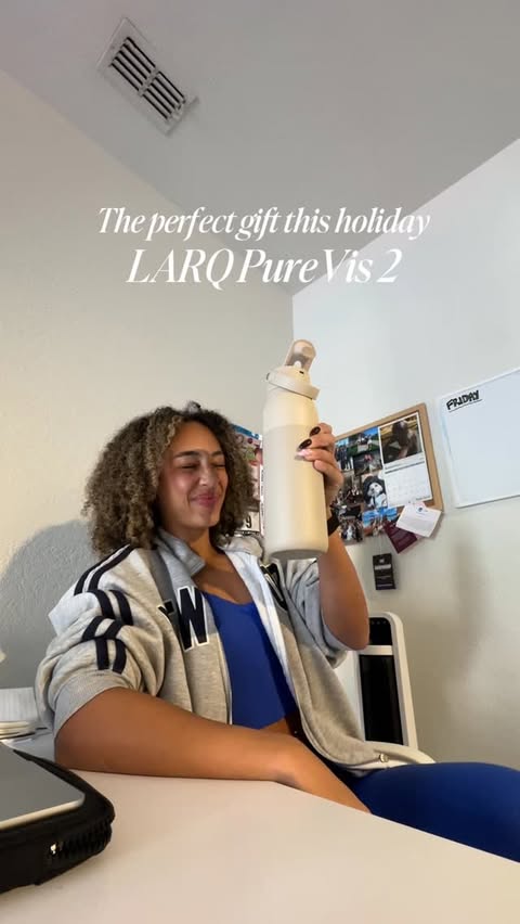 Instagram post by @hayley.manners for LARQ. Caption reads: Look no further for the perfect holiday hydration....