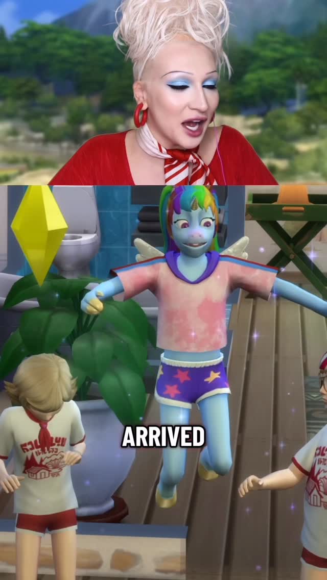 Instagram post by @junobirch for The Sims. Caption reads: #AD @thesims 4 Adventure Awaits is summer camp....