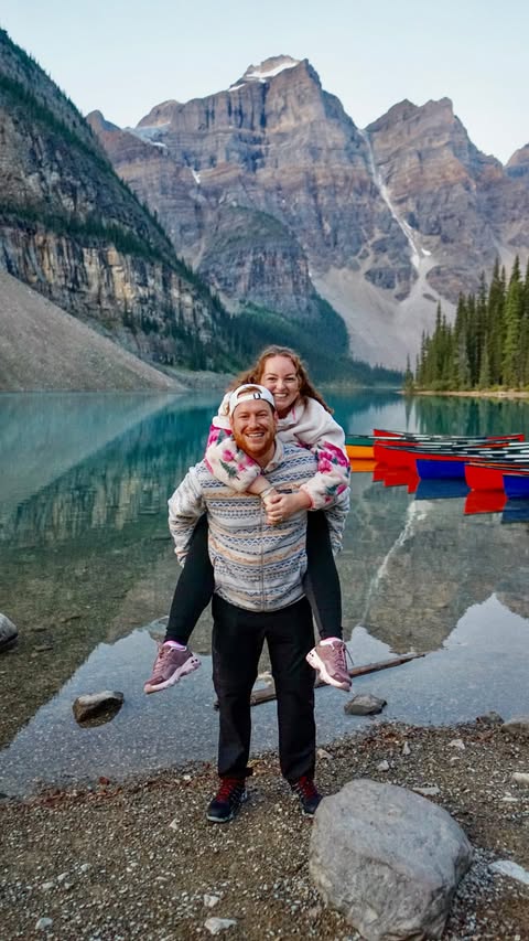 Instagram post by @brogantatexo for GetYourGuide. Caption reads: [...] Lake & Lake Louise in Banff with....