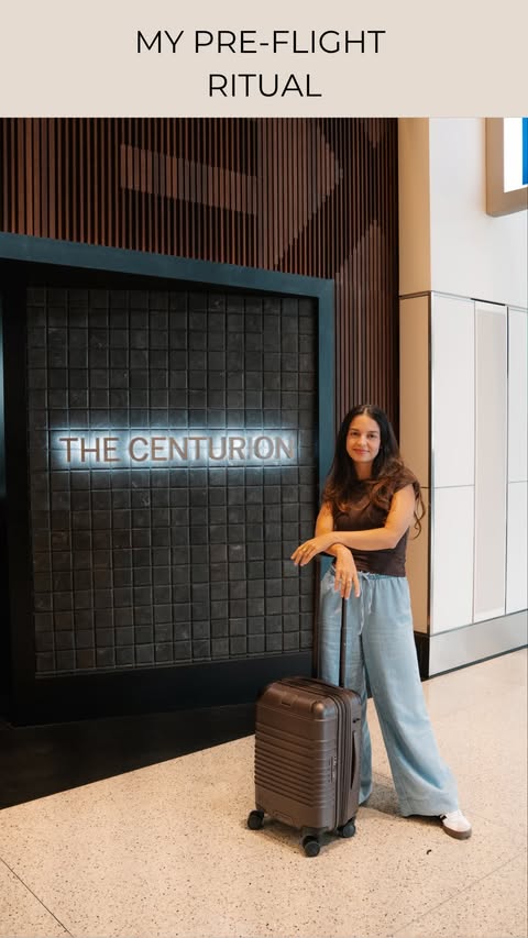 Instagram post by @professionaltraveler for American Express. Caption reads: [...] Global Lounge Collection® with my....