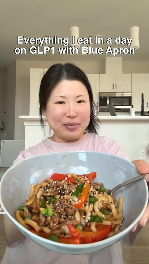 Instagram post by @fupalicious for Blue Apron. Caption reads: What I eat in a day on a GLP-1 with @blueapron....