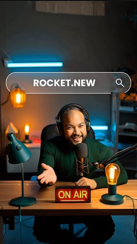 Instagram post by an influencer for Rocket. Caption reads: [...] things worse. Built with Rocket.new so fast....