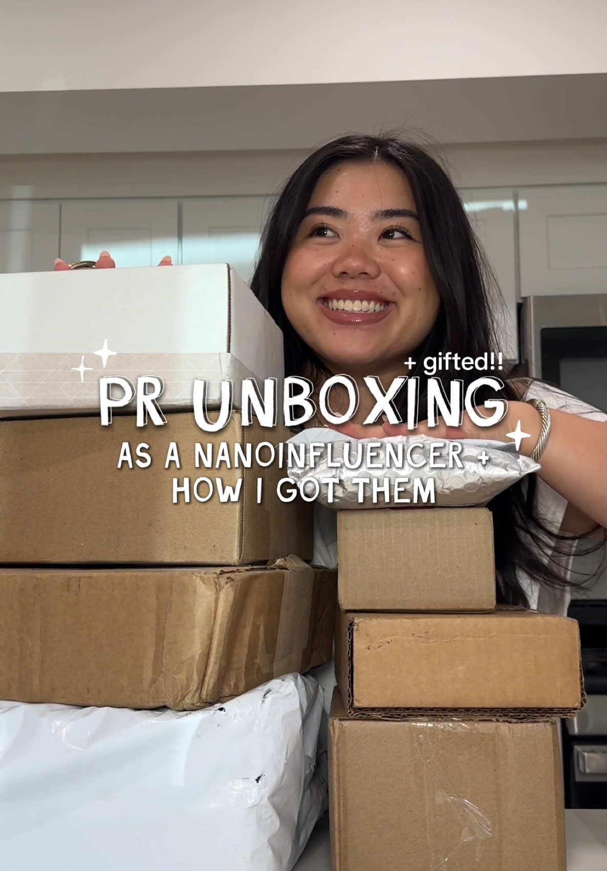 TikTok post by @jaxkubo for Skeepers. Caption reads: pr package haul unboxing as a small creator and....