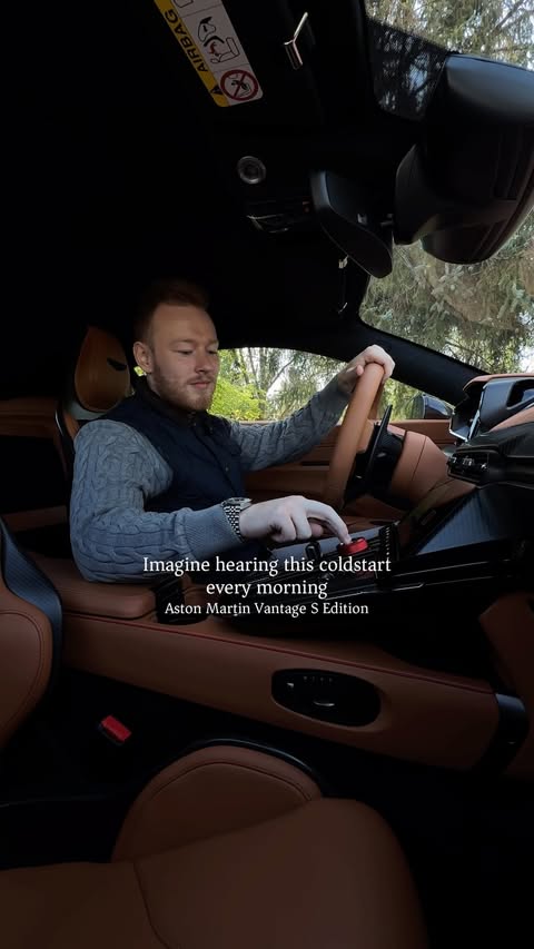 Instagram post by @the.mattbook for Aston Martin. Caption reads: [...] this coldstart every morning 😮‍💨....
