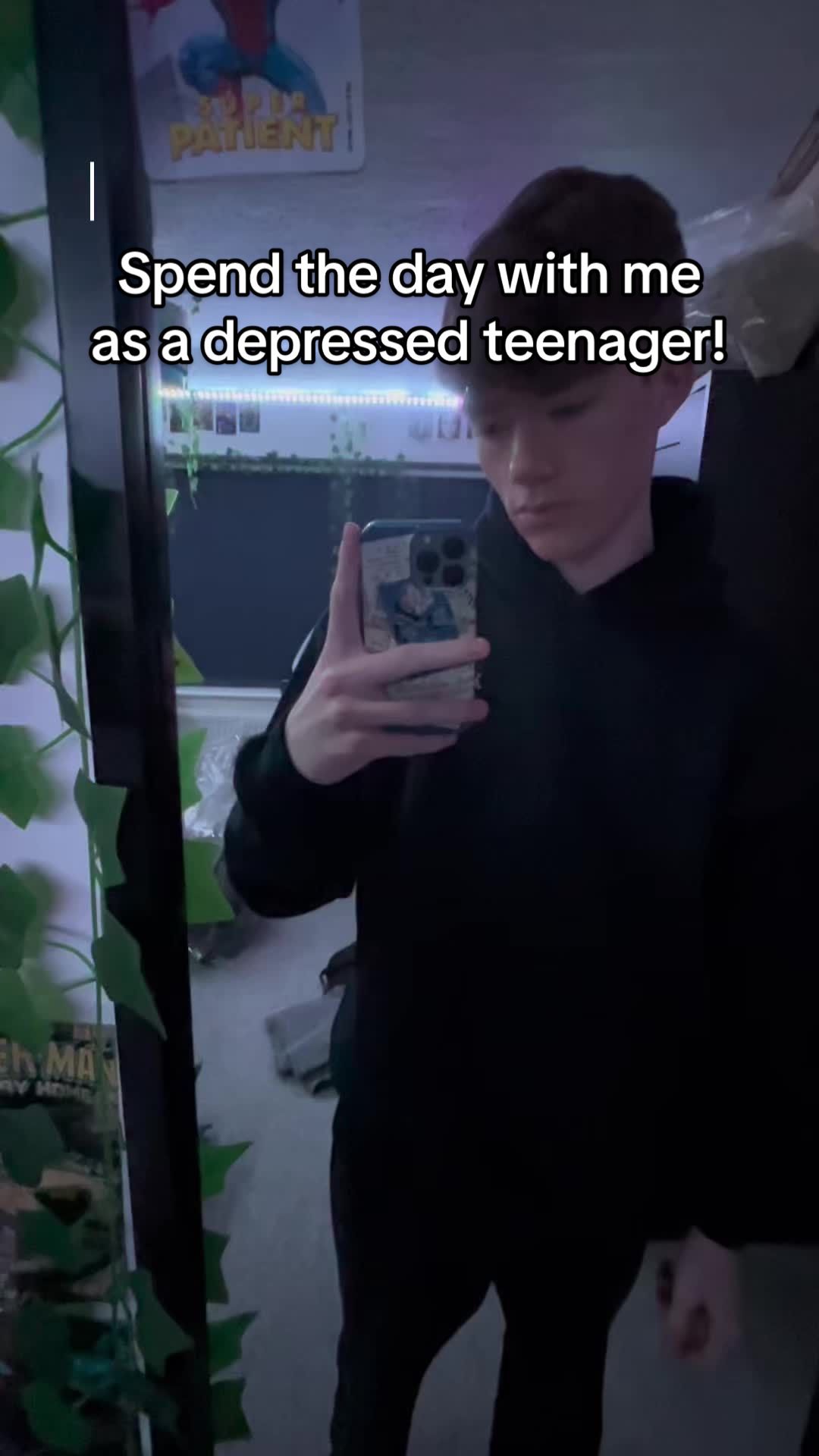 TikTok post by @eth6nbuff3yy for In Print We Trust. Caption reads: Spend the day with me as a depressed teenager! |....