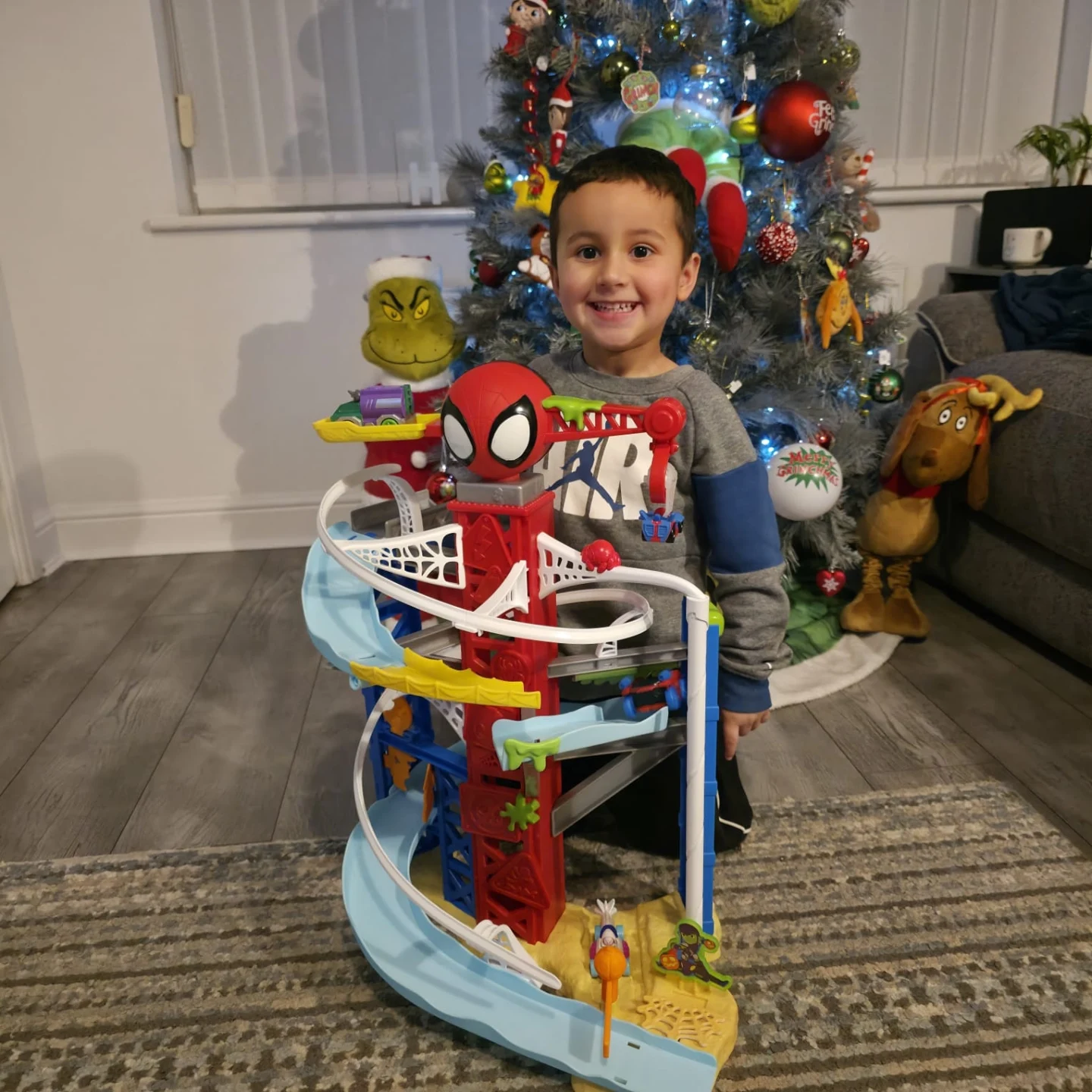 Instagram post by @masonm.2021 for Jazwares. Caption reads: [...] spidey and friends zip wire track from....