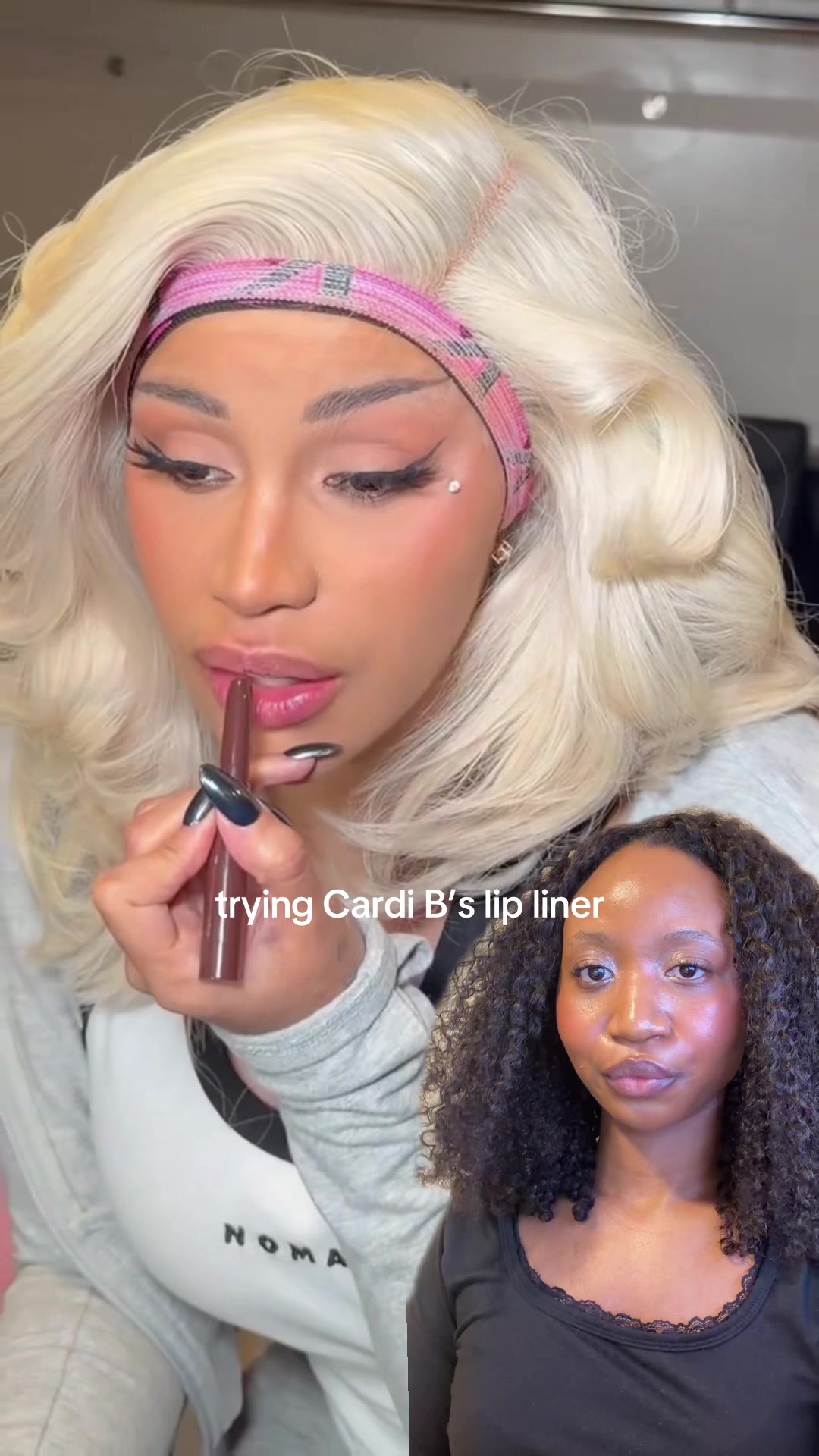 TikTok post by @essensicle for LAKA. Caption reads: Trying the Cardi B lip liner from @Laka US :)....