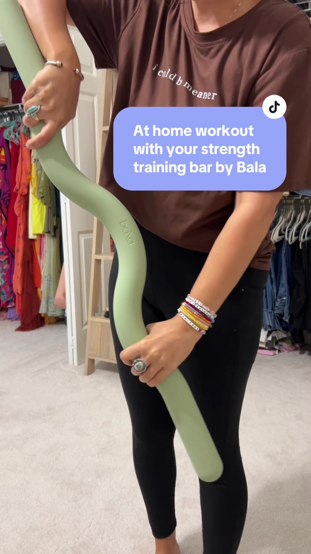 TikTok post by @dbakessss for Bala. Caption reads: @BALA US strength training bar ✨ [...].