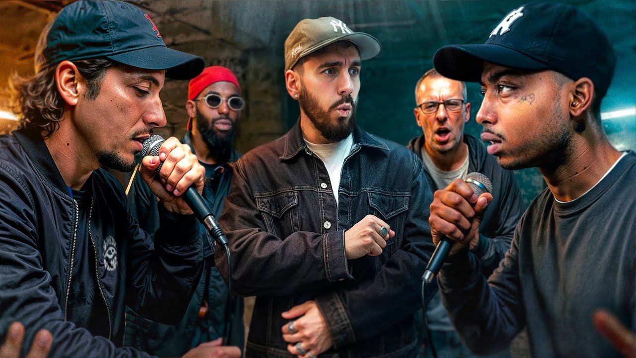 YouTube post by @R4SK4 for Twitch. Caption reads: La FOLLE HISTOIRE des BATTLES... (Rap Contenders).