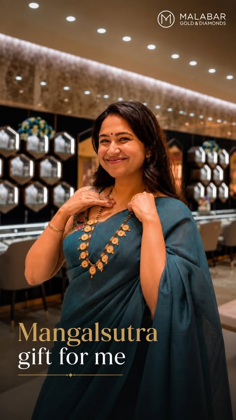 Instagram post by @gautamideshpandeofficial for Malabar Gold and Diamonds. Caption reads: [...] a gorgeous Mangalsutra from....