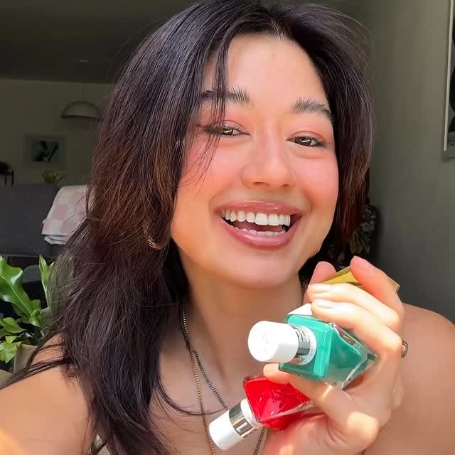 Instagram post by @jennifermika_ for Essie. Caption reads: Always in motion but nails never chipping with gel....