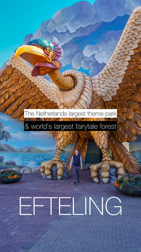 Instagram post by @traveller.james for Efteling. Caption reads: 90 mins from Düsseldorf- SEND this to someone who....