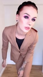 Instagram post by @emilolsenbeauty for Scotch & Soda. Caption reads: Details: 

SUIT: (Annonce // @presskontakterna_cph....