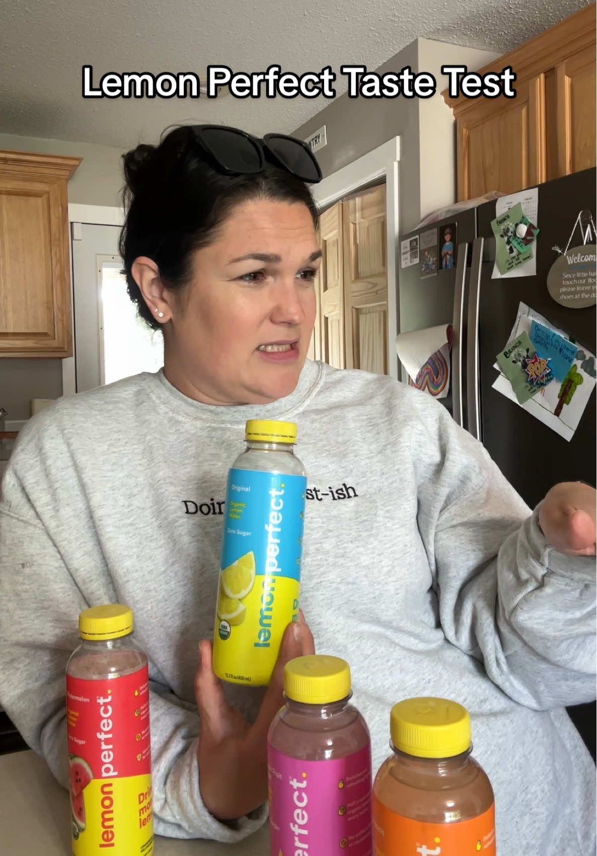 TikTok post by @emilyinmn for Lemon Perfect. Caption reads: @Lemon Perfect taste test >> the variety pack is a....