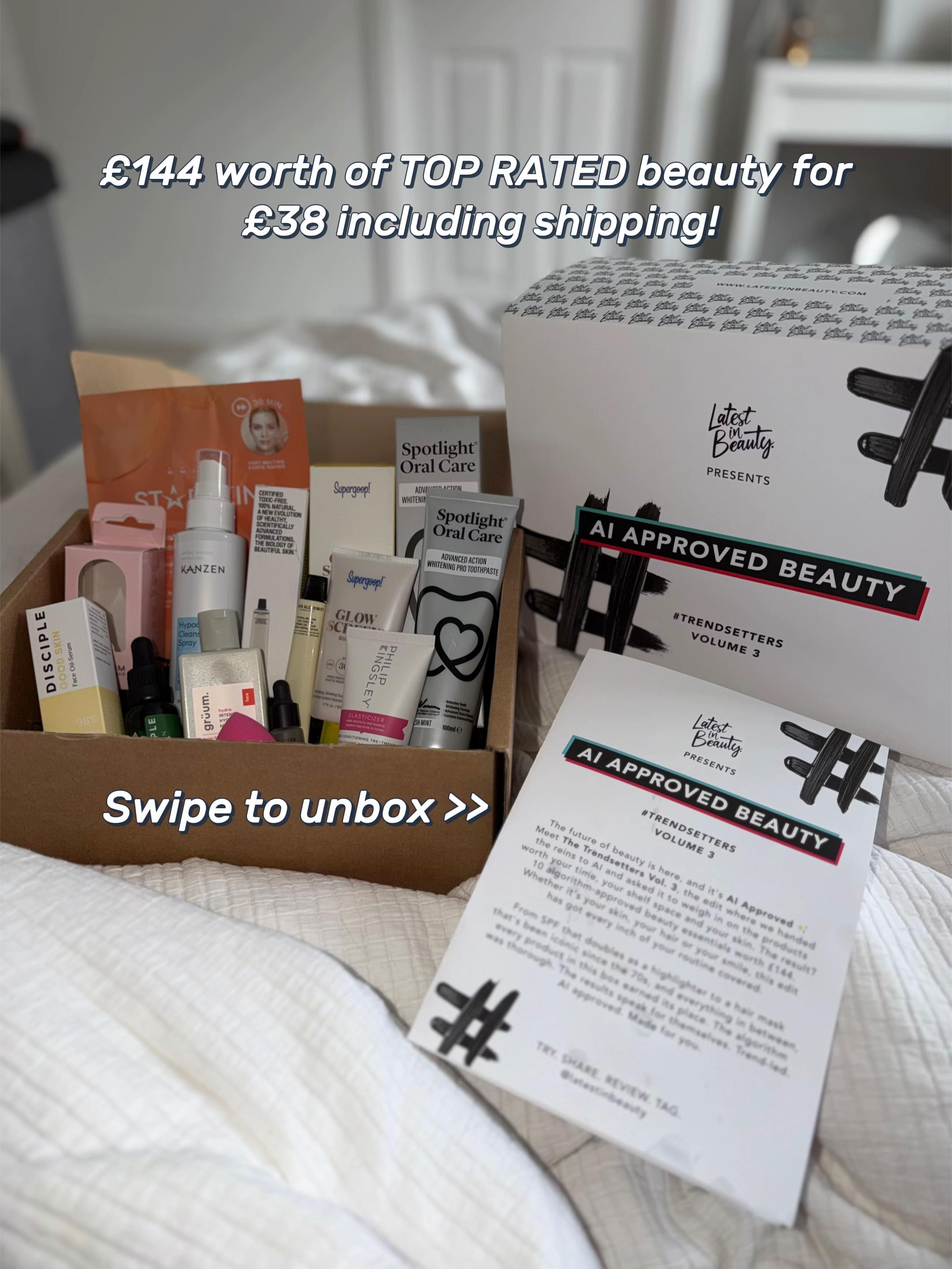 TikTok post by @harrietamybroadley for Kanzen Skincare. Caption reads: [...] Beauty @Supergoop @Philip Kingsley @Kanzen....
