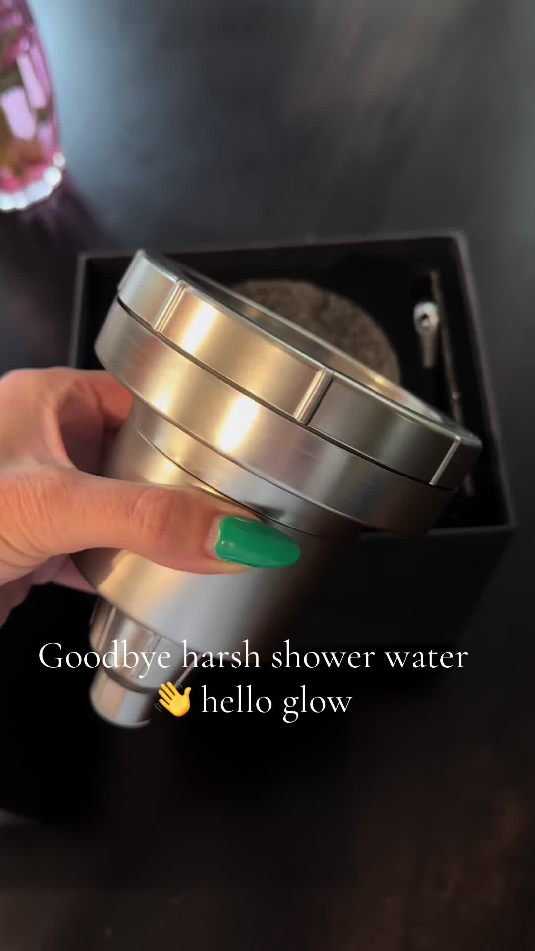 TikTok post by @kellyfromarizona for Eskiin. Caption reads: This showerhead is a total game changer.😮‍💨 It....