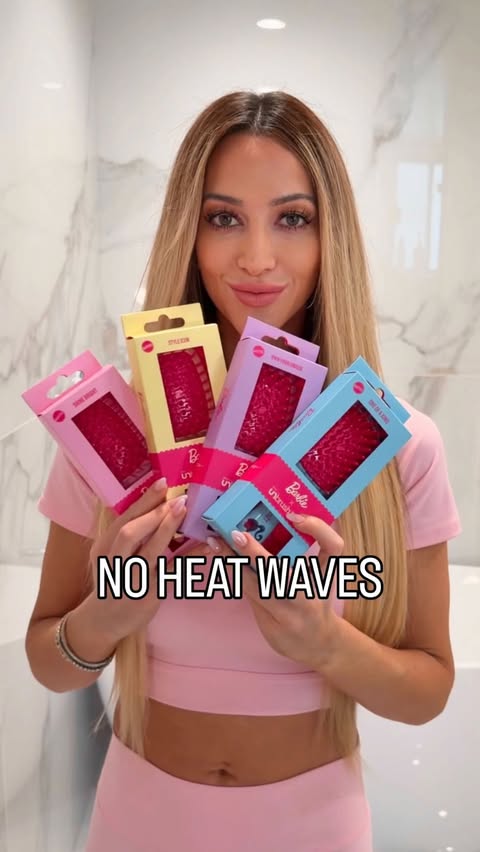 Instagram post by @laurennicole_la for FHI Heat. Caption reads: [...] using the Barbie™ X UNbrush from @fhiheat in....