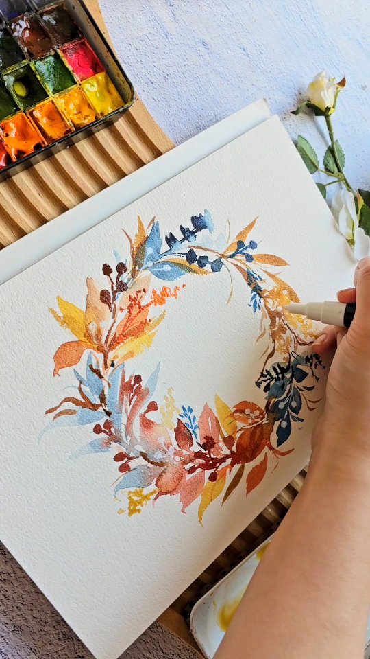 Instagram post by @jolypoa for Skillshare. Caption reads: There’s something so peaceful about painting fall....