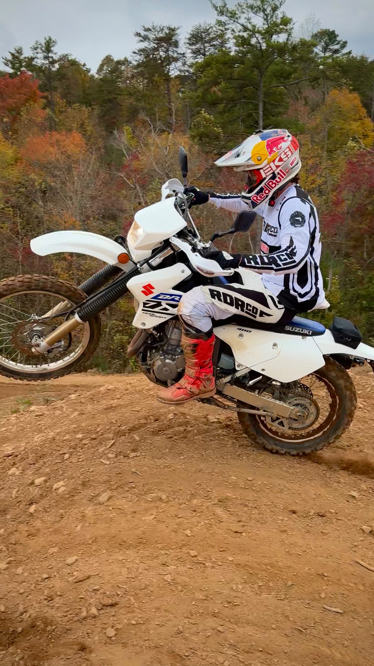 Instagram post by @carsonbrown_910 for Suzuki. Caption reads: 2019 DRZ400 shreddage. Saw the crew at....