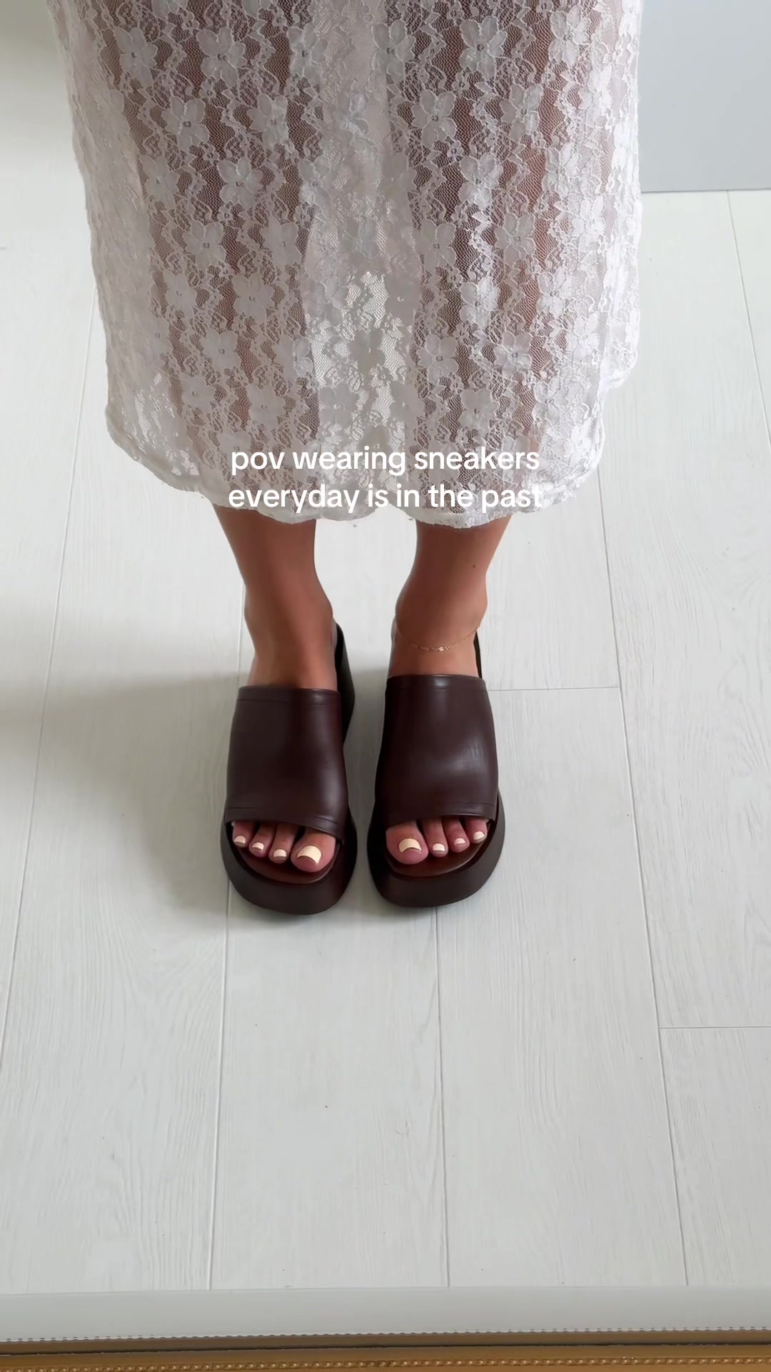 TikTok post by @scandivv for Jonak. Caption reads: one week, seven outfits and seven different pairs....