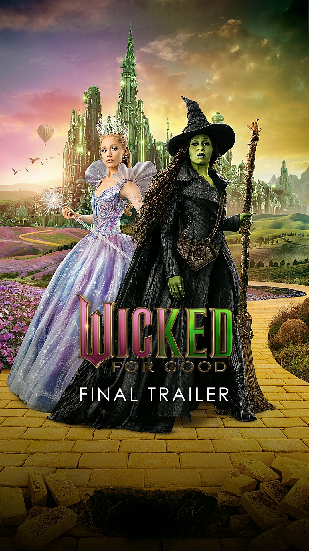 Instagram post by @marissa_edob for Universal Pictures. Caption reads: The final #WickedForGood trailer is here ✨ Watch....
