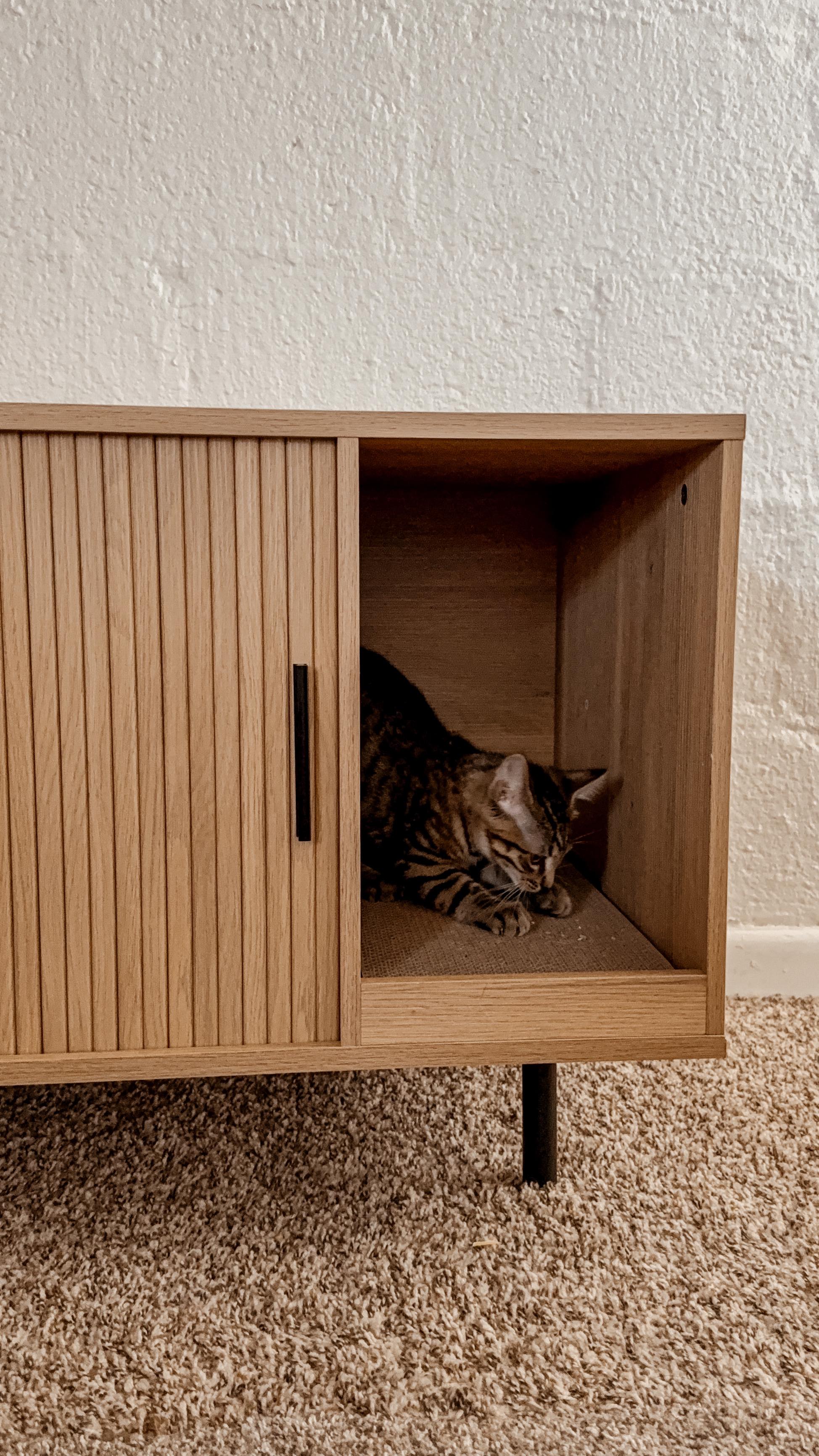 Instagram post by @itscaytlindyan for Vabches. Caption reads: We love this litter box enclosure from @vabches....