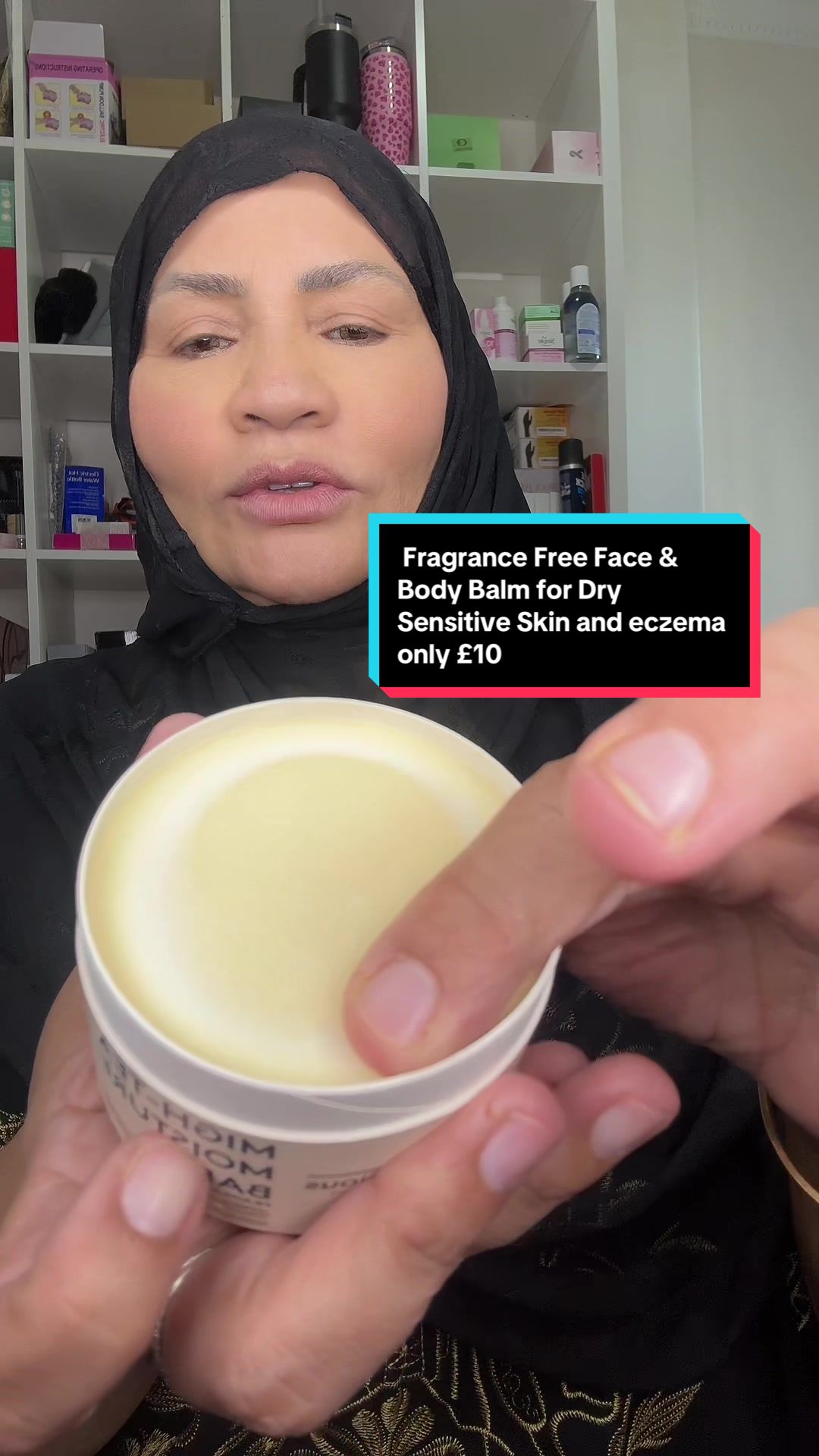 TikTok post by @sabihaara for Delhicious Body. Caption reads: Fragrance Free Face & Body Balm for Dry Sensitive....