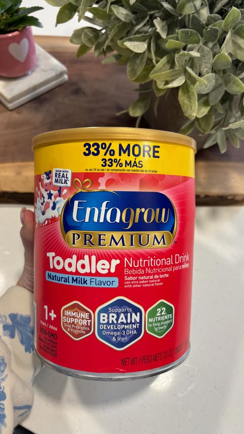 Instagram post by @madisonleblanc_barbosa for Enfamil. Caption reads: [...] it again! It is a STAPLE in our house!....