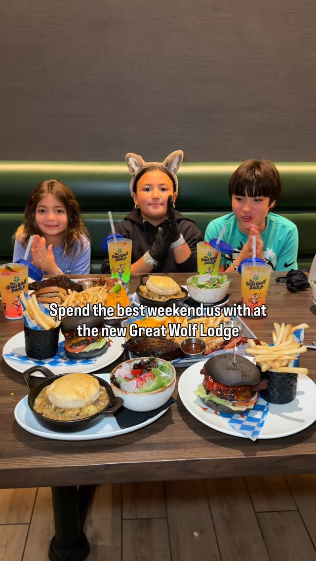 Instagram post by @foodbabyny for Great Wolf Lodge. Caption reads: Best weekend getaway at the new @greatwolflodge in....
