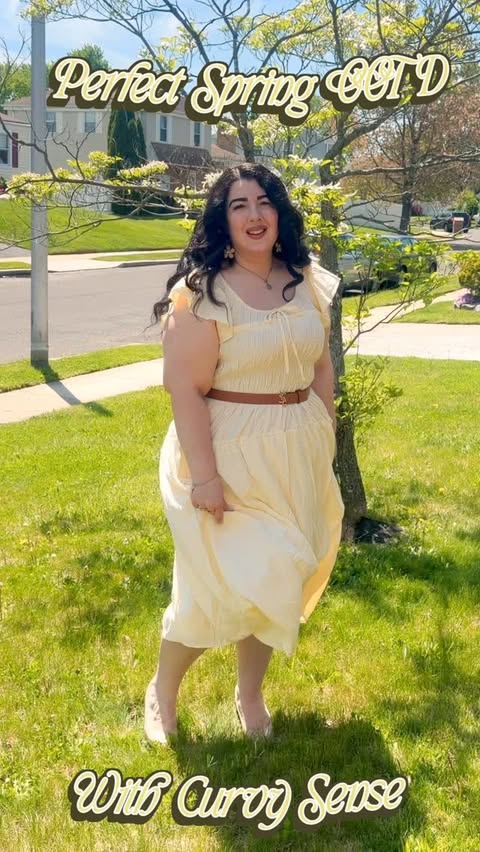 Instagram post by @principessagabriella for Curvy Sense. Caption reads: [...] little spring #ootd ! This yellow....