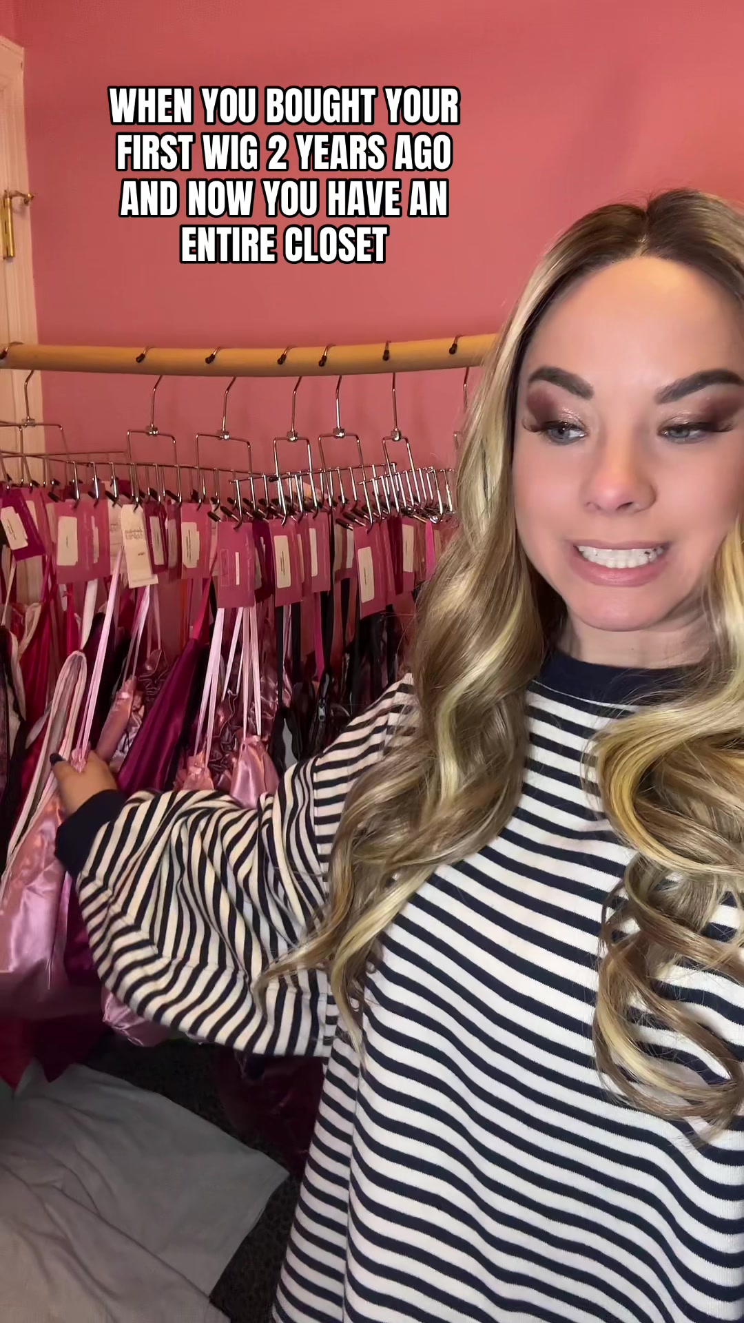 TikTok post by @elizabethwearswigs for Chelsey Smith Cosmetics. Caption reads: I am a wig collecter 😉 "ELIZABETHM" to save 10%....