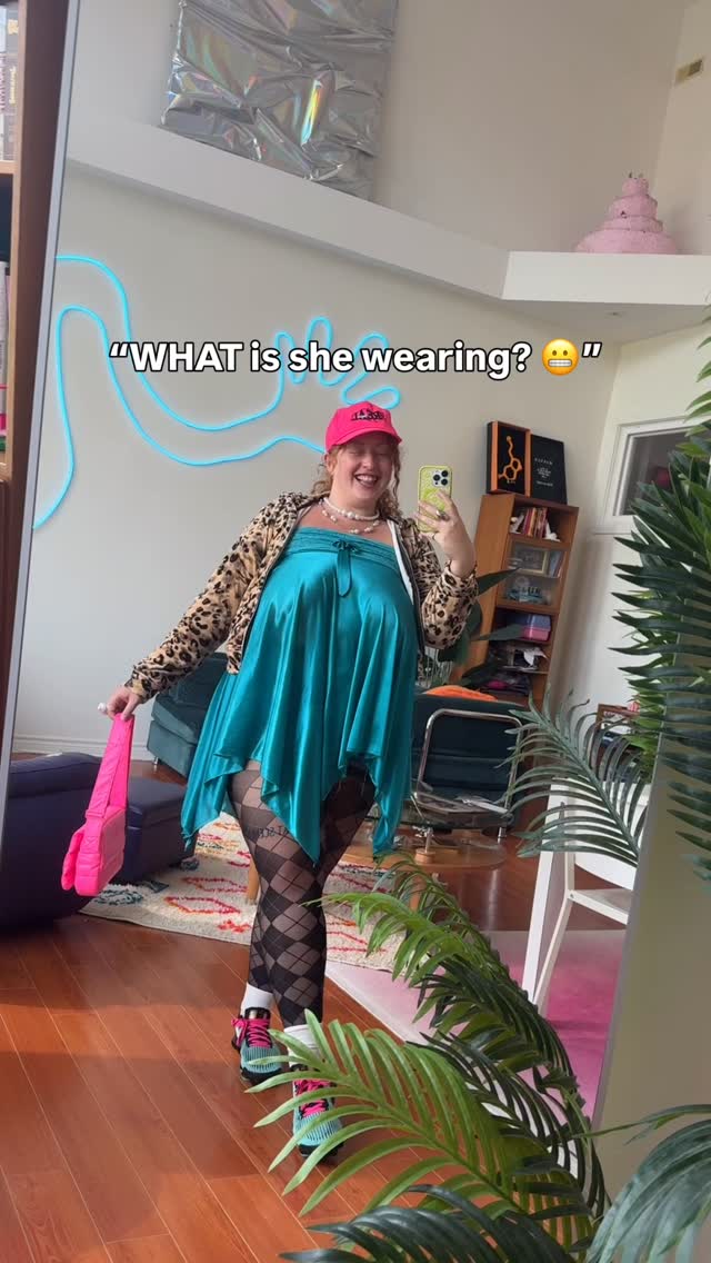 Instagram post by @gwenisadorable for Snag Tights. Caption reads: most people are going to HATE this outfit but I’m....