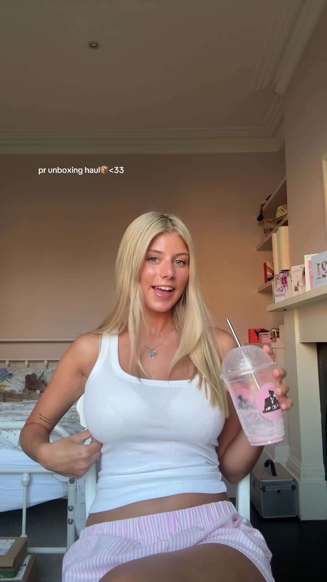 TikTok post by @maya..colemann for MOTEL. Caption reads: Unbox some of my PR with me🫶🏼🥹🥹💘 thank you so....