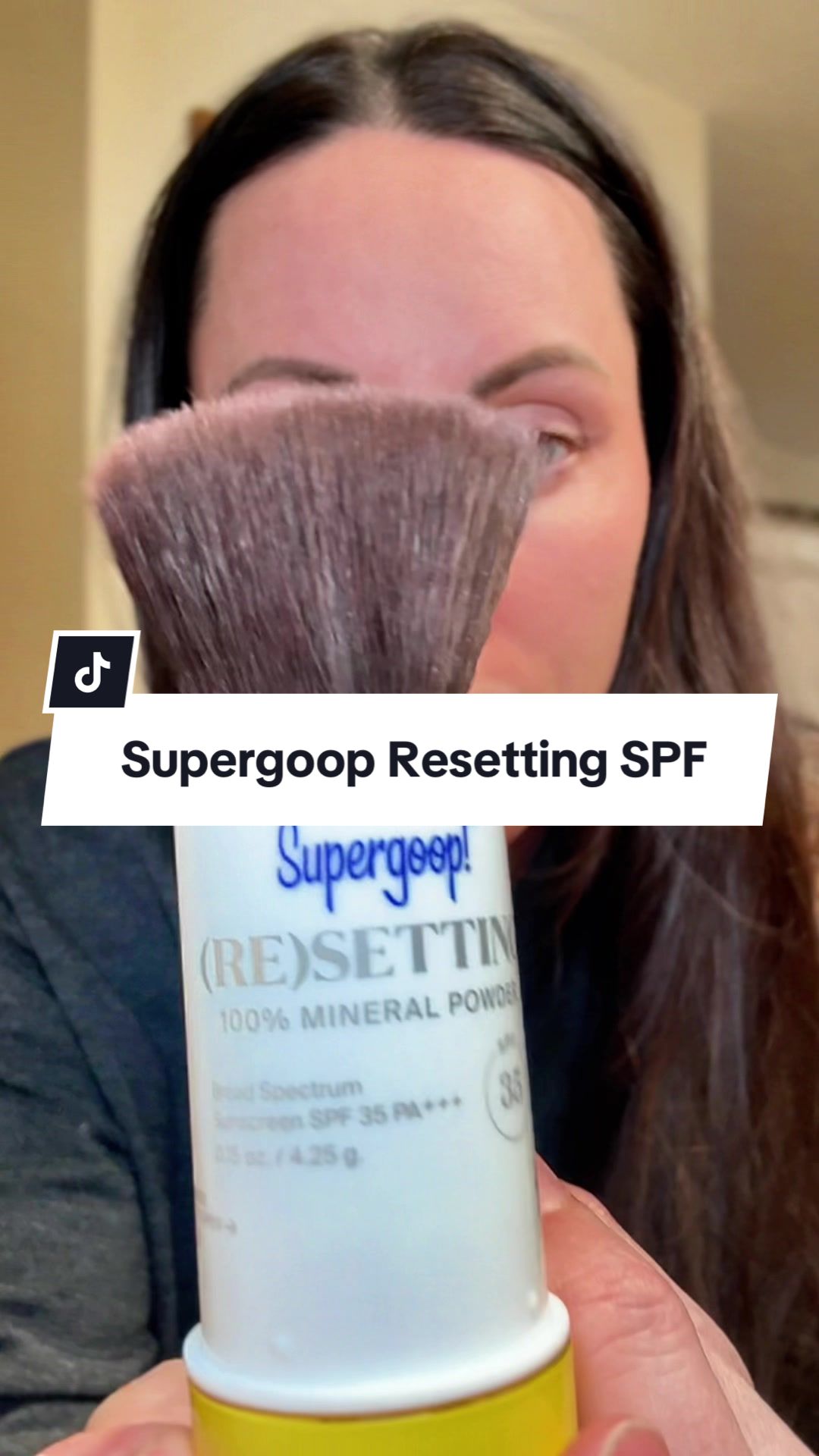 TikTok post by @brooke.alina for Supergoop. Caption reads: [...] SPF — even over makeup. @Supergoop....