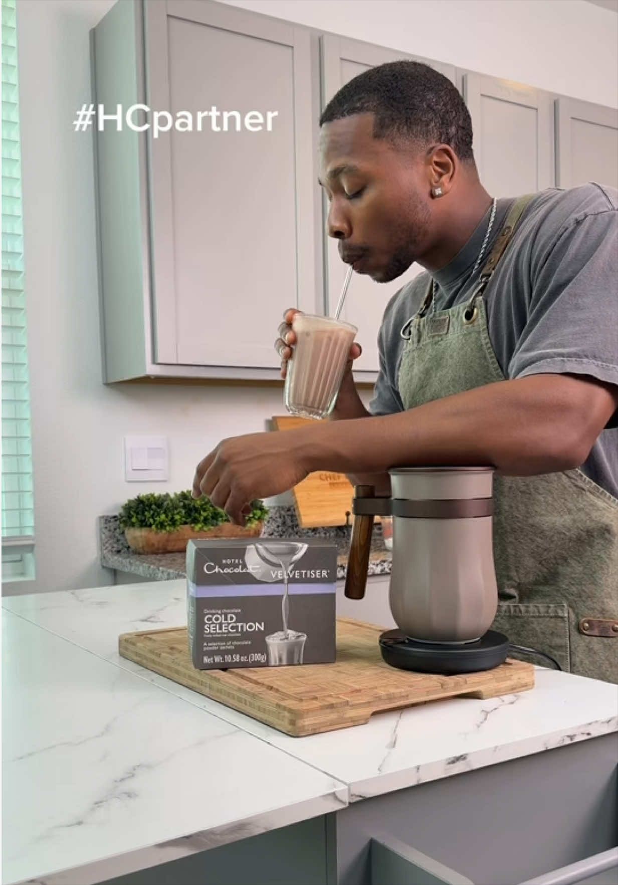 TikTok post by @chefkeysh for Hotel Chocolat. Caption reads: [...] with the ALL-NEW Velvetiser® from @Hotel....