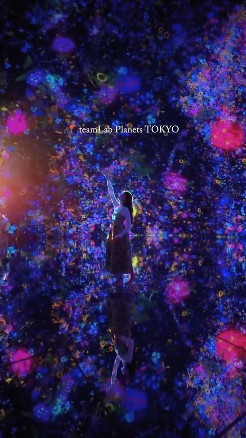 Instagram post by @amebeverly for teamLab Planets TOKYO. Caption reads: Found myself in Pandora right here at....