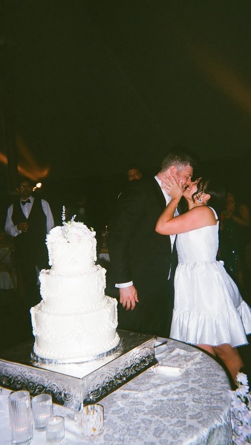 Instagram post by @planwithlaur for Bake from Scratch. Caption reads: @thebakefeed first-ever wedding cake was a....