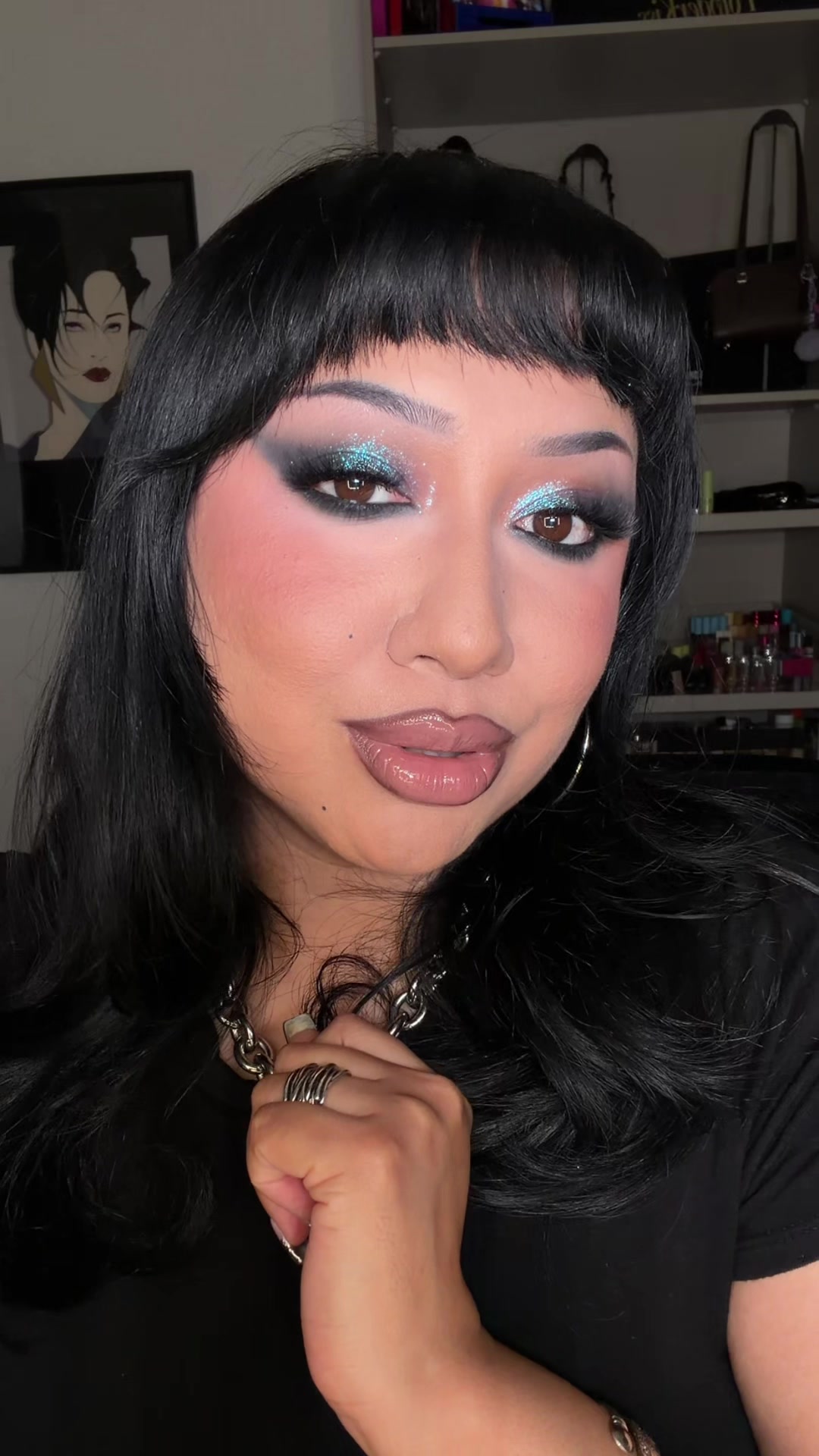 TikTok post by @eveysolorio for Adriana Nichole Cosmetics. Caption reads: @Adriana Nichole Cosmetics single shadow in....