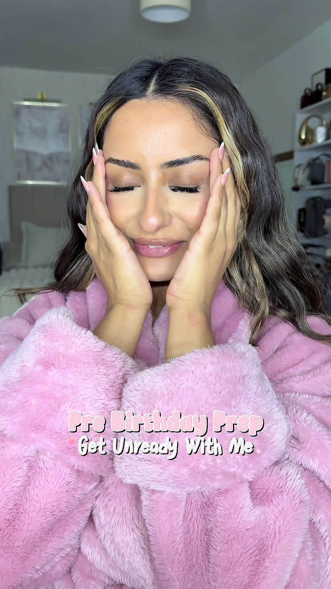 TikTok post by @moonapervaz for Sunday Riley. Caption reads: [...] I am turning 25! 😭 Products: @Sunday Riley....