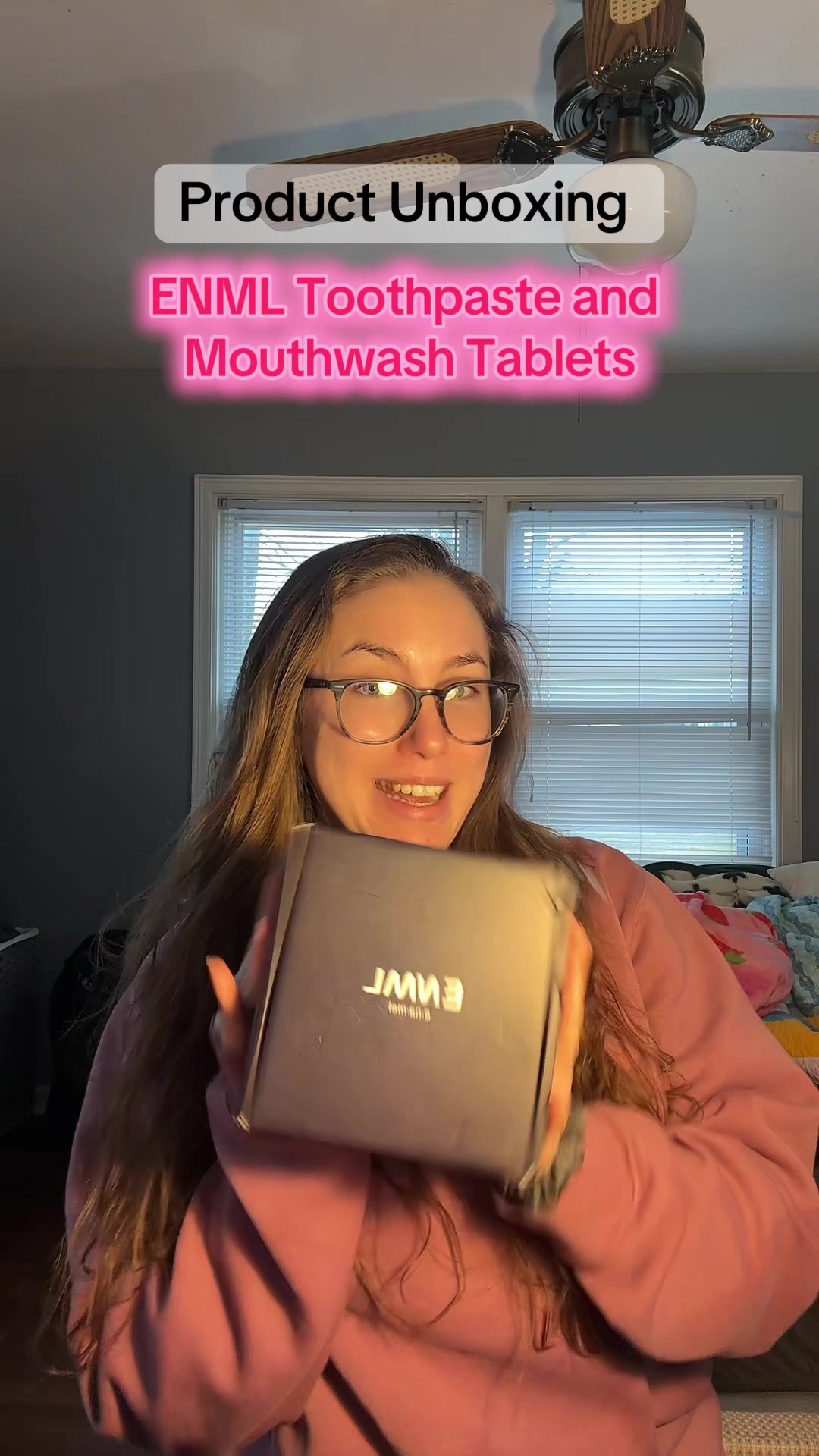TikTok post by @_brandy_s for ENML Toothpaste Tabs. Caption reads: [...] unbox my latest free sample from @ENML....