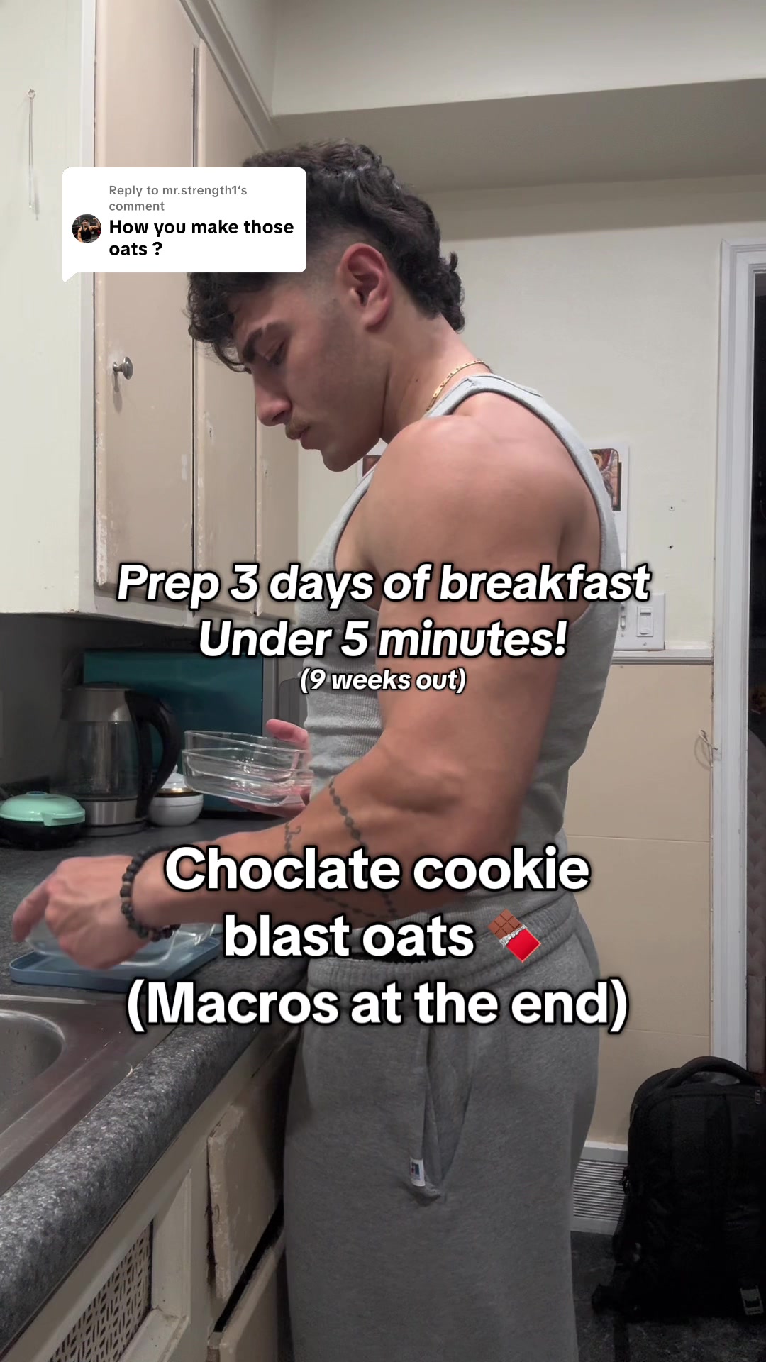 TikTok post by @mansour_abdoo for RYSE Supplements. Caption reads: Replying to @mr.strength1 Chocolate cookie blast....