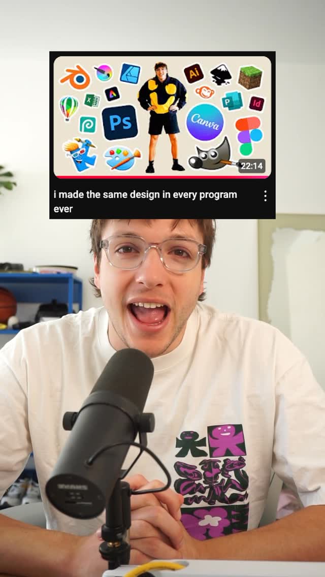 Instagram post by @elliotisacoolguy for Kittl. Caption reads: I’ve designed in every program except the ones I....