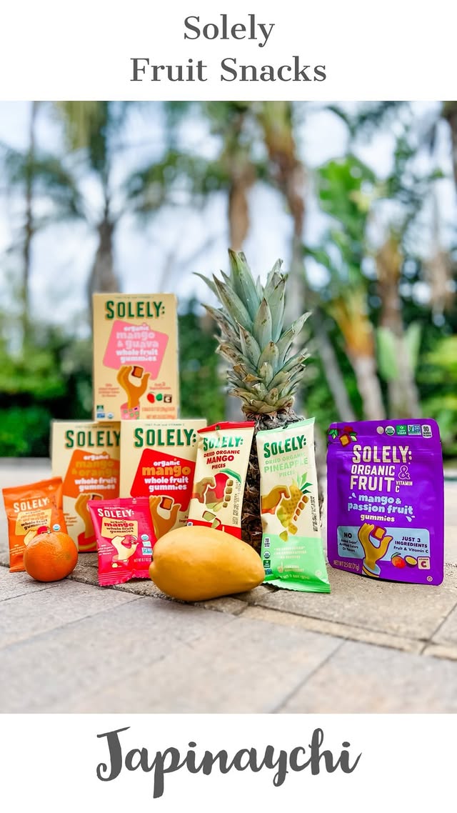 Instagram post by @letsrowithit for Solely. Caption reads: Cece’s new favorite snack is here, @solelyfruit !....