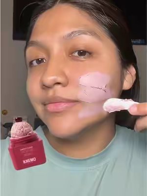 TikTok post by @crystalgz0 for Knemo Beauty. Caption reads: Cherry gelato, but make it skincare 🍒🍨 @KNEMO™ —....