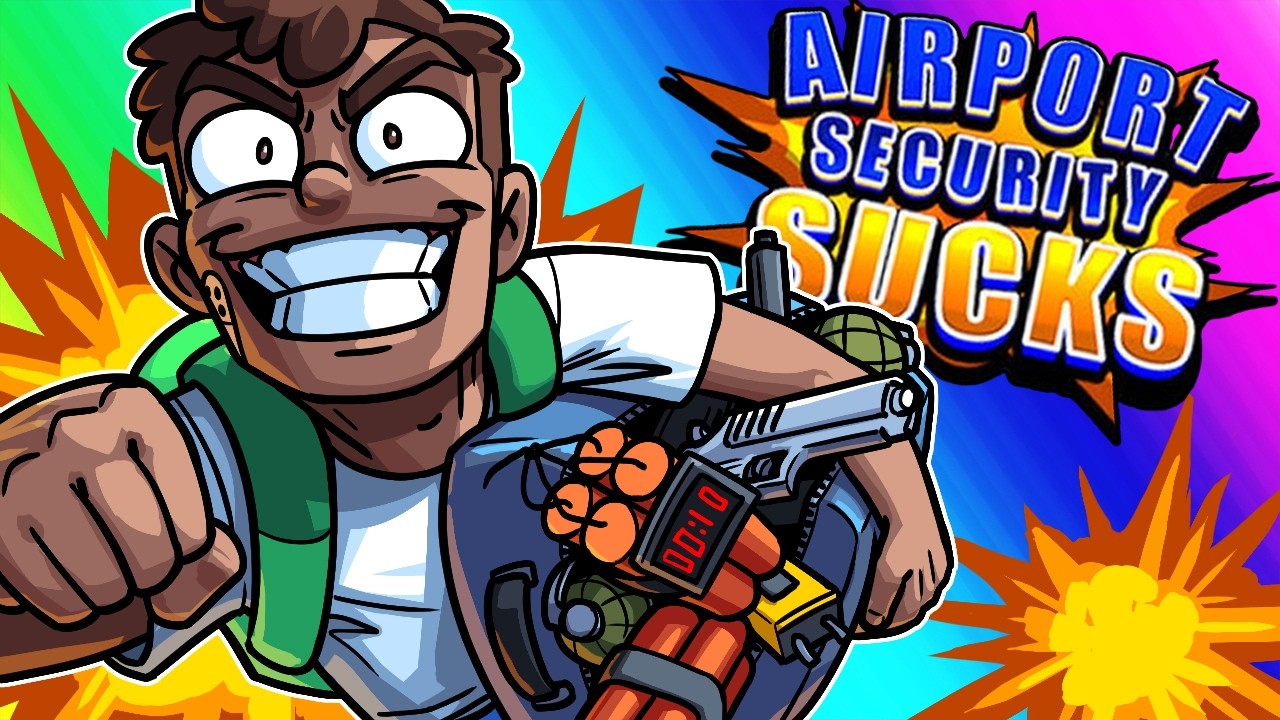 YouTube post by @VanossGaming for Fernandes Supermercados. Caption reads: Airport Security Sucks - Lots And Lots Of....